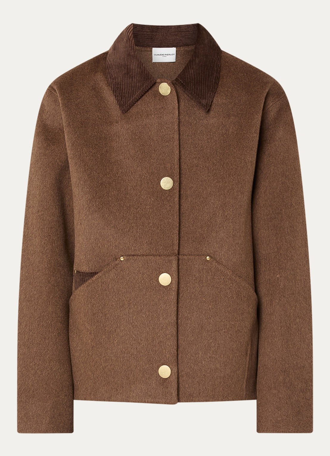 Claudie Pierlot Jack in wolblend met details van corduroy - voorkant 2 bruin