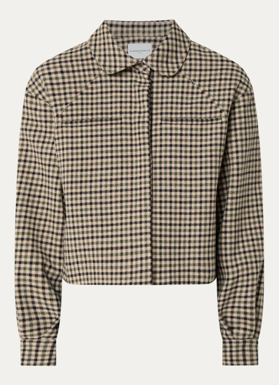 Claudie Pierlot Jack in wolblend met pied-de-poule dessin - voorkant 2 camel
