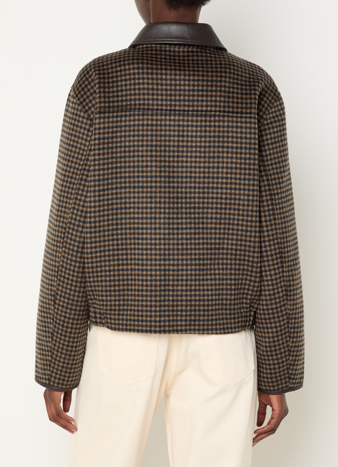 Claudie Pierlot Jack in wolblend met ruitdessin - achterkant bronsgroen