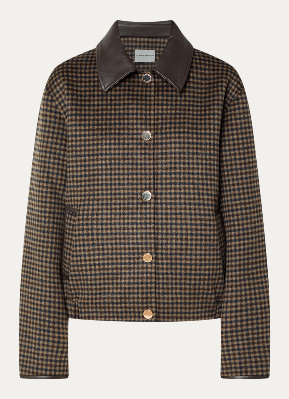 Claudie Pierlot Jack in wolblend met ruitdessin - voorkant 2 bronsgroen