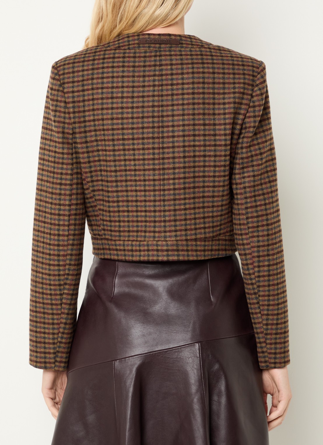 Claudie Pierlot Jack in wolblend met ruitdessin - achterkant 4 roodbruin