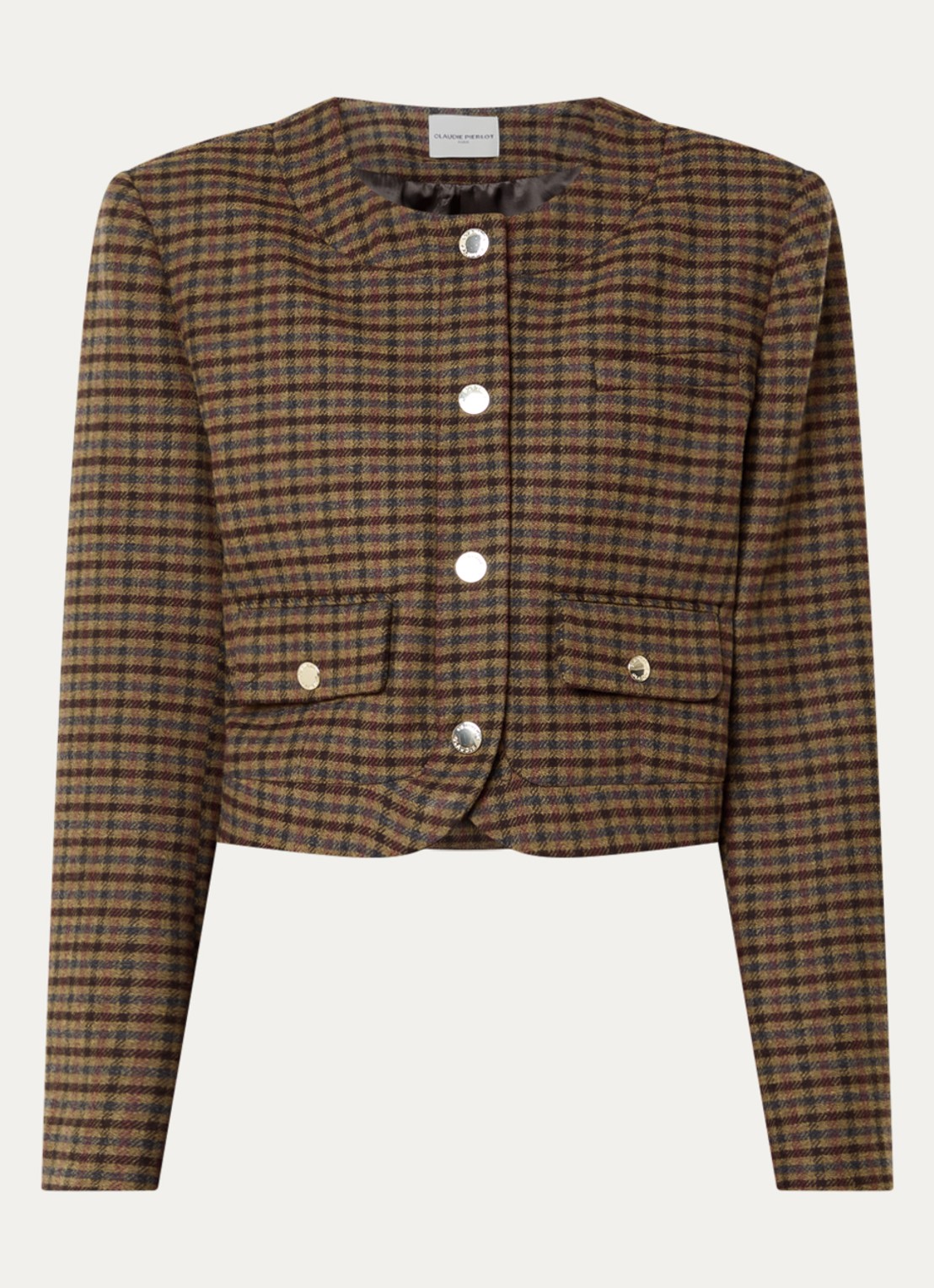 Claudie Pierlot Jack in wolblend met ruitdessin - voorkant 2 roodbruin