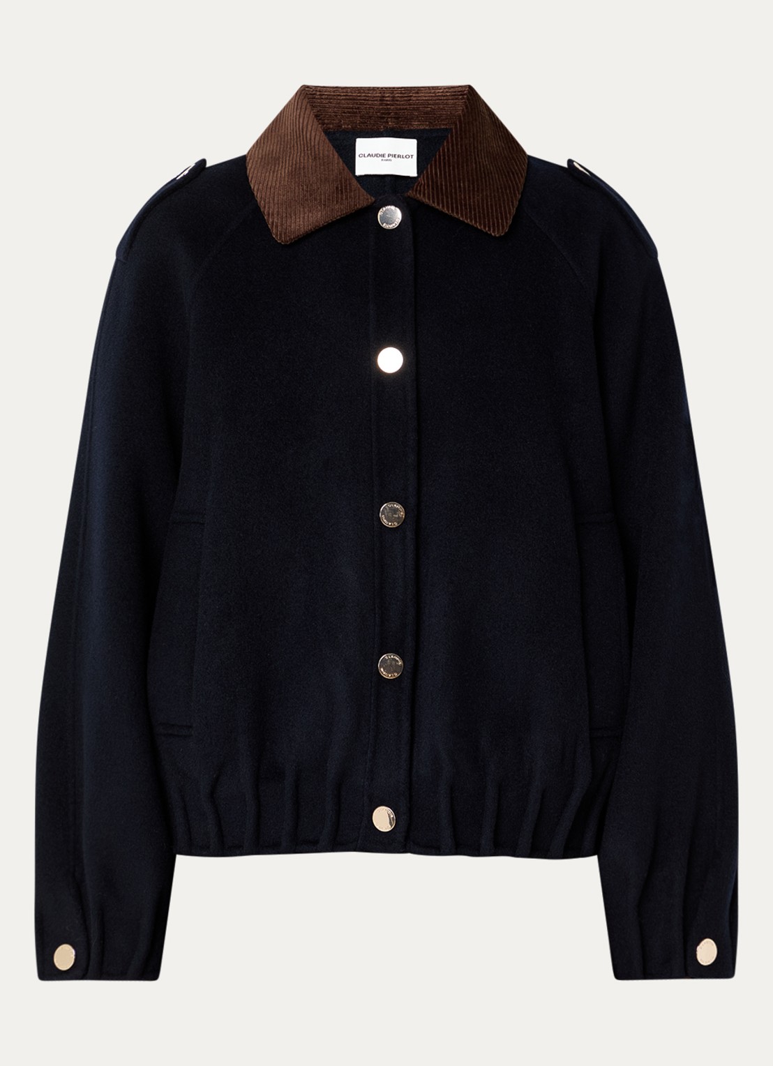 Claudie Pierlot Jack in wolblend met steekzakken - voorkant donkerblauw
