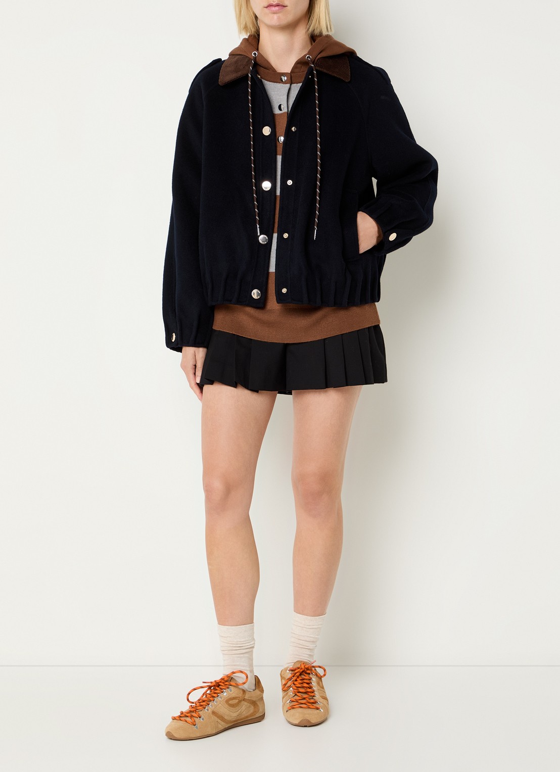 Claudie Pierlot Jack in wolblend met steekzakken - voorkant 2 donkerblauw
