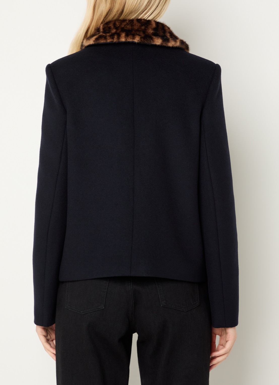Claudie Pierlot Jack in wolblend met steekzakken - achterkant 4 donkerblauw