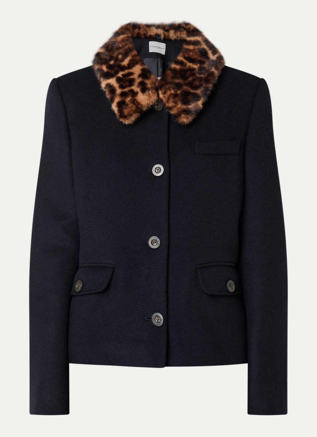 Claudie Pierlot Jack in wolblend met steekzakken - voorkant donkerblauw