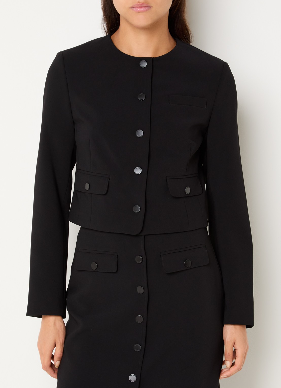 Claudie Pierlot Jack met opgestikte zakken - detail 2 zwart