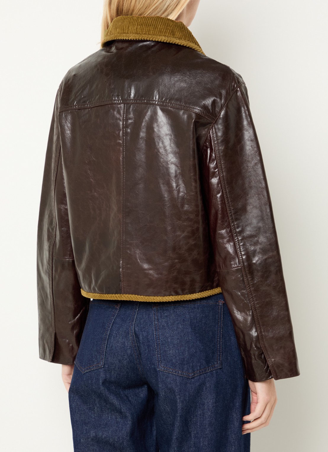 Claudie Pierlot Jack van geitenleer met details van corduroy - achterkant 2 bordeauxrood