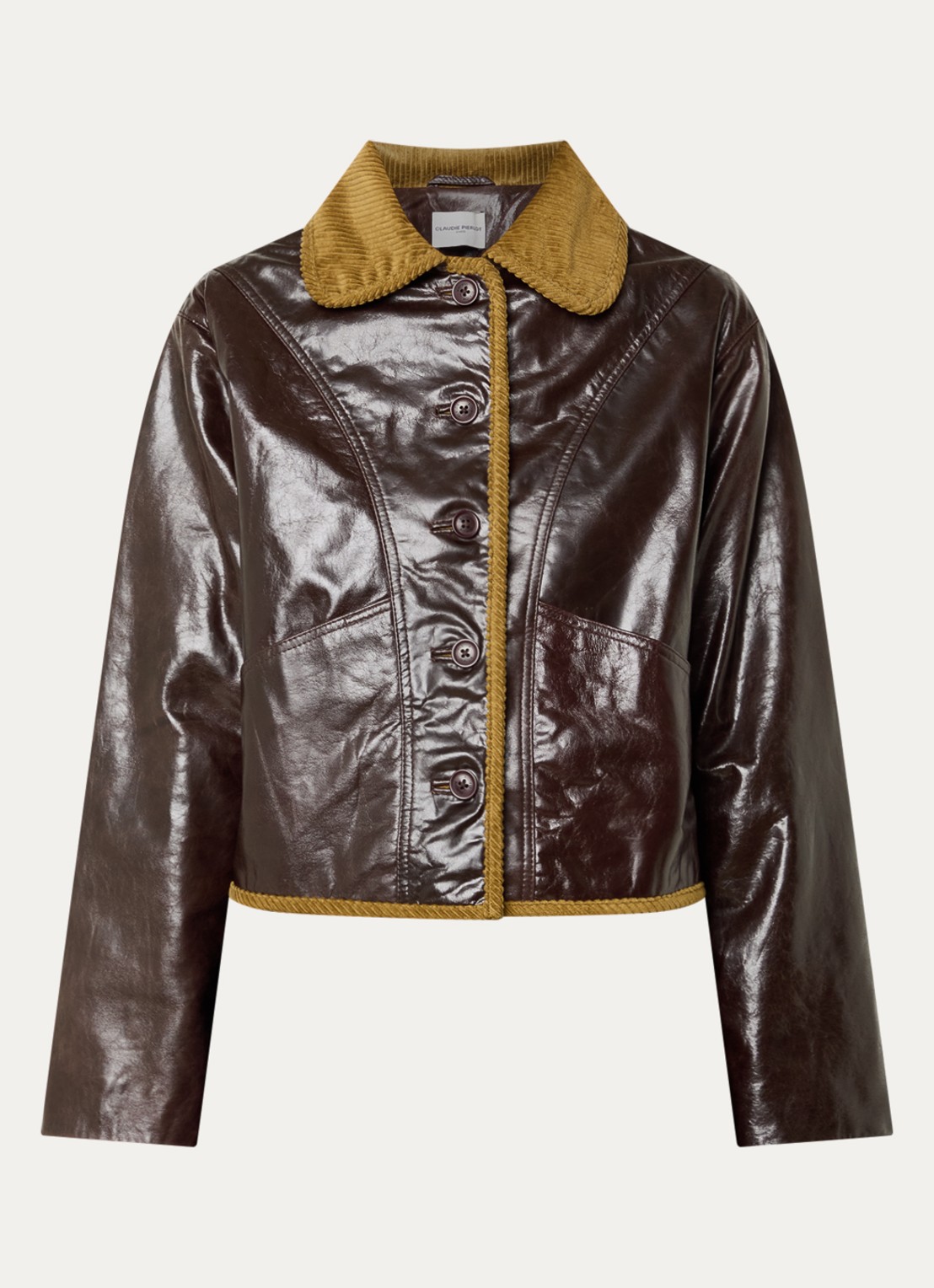 Claudie Pierlot Jack van geitenleer met details van corduroy - voorkant 3 bordeauxrood