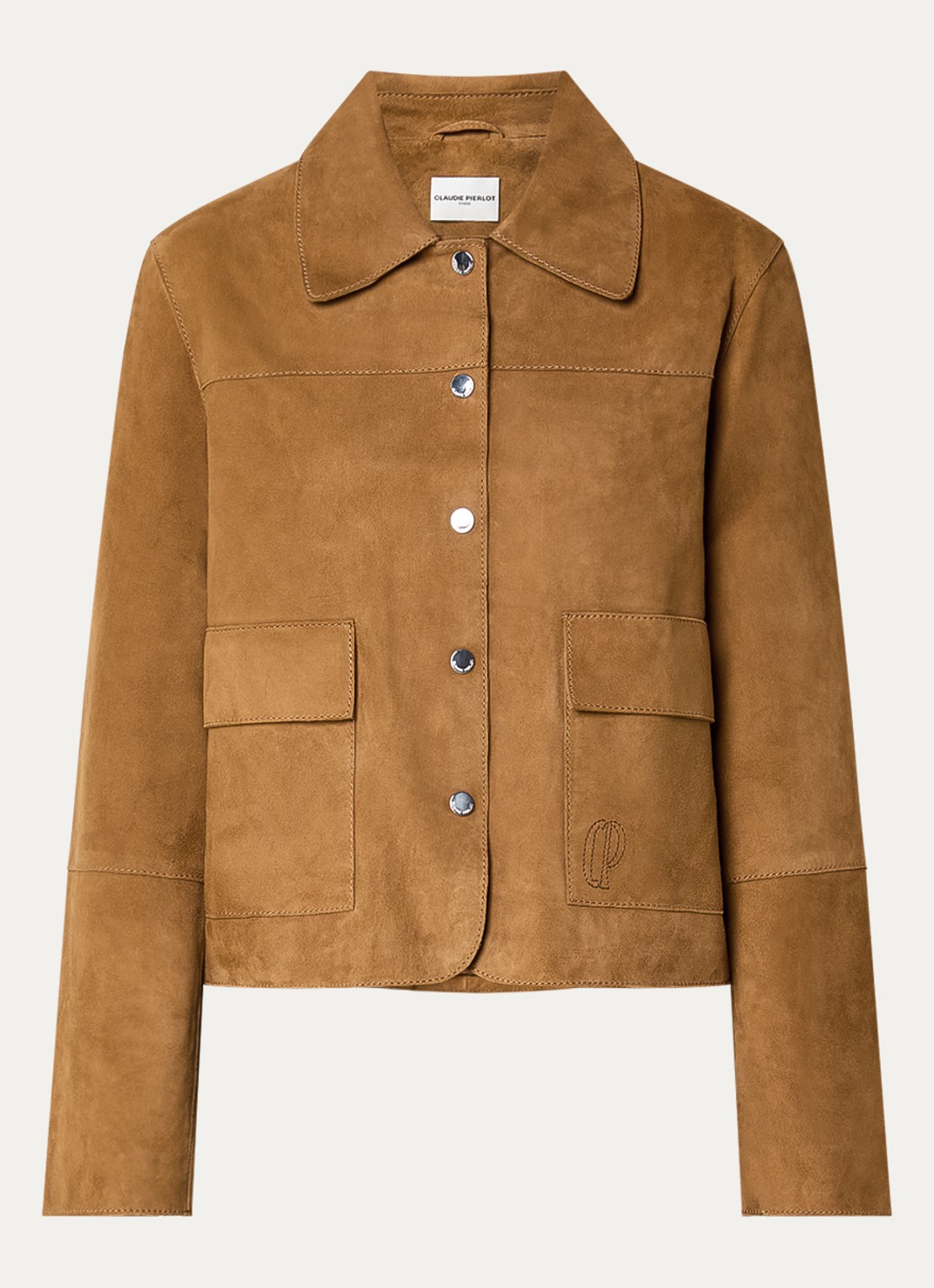 Claudie Pierlot Jack van geitenleer met klepzakken - voorkant cognac