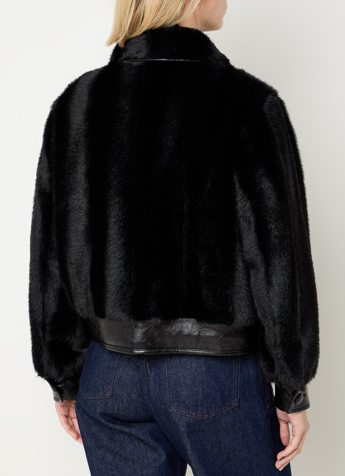 Claudie Pierlot Jack van imitatieleer met details van imitatiebont - achterkant zwart