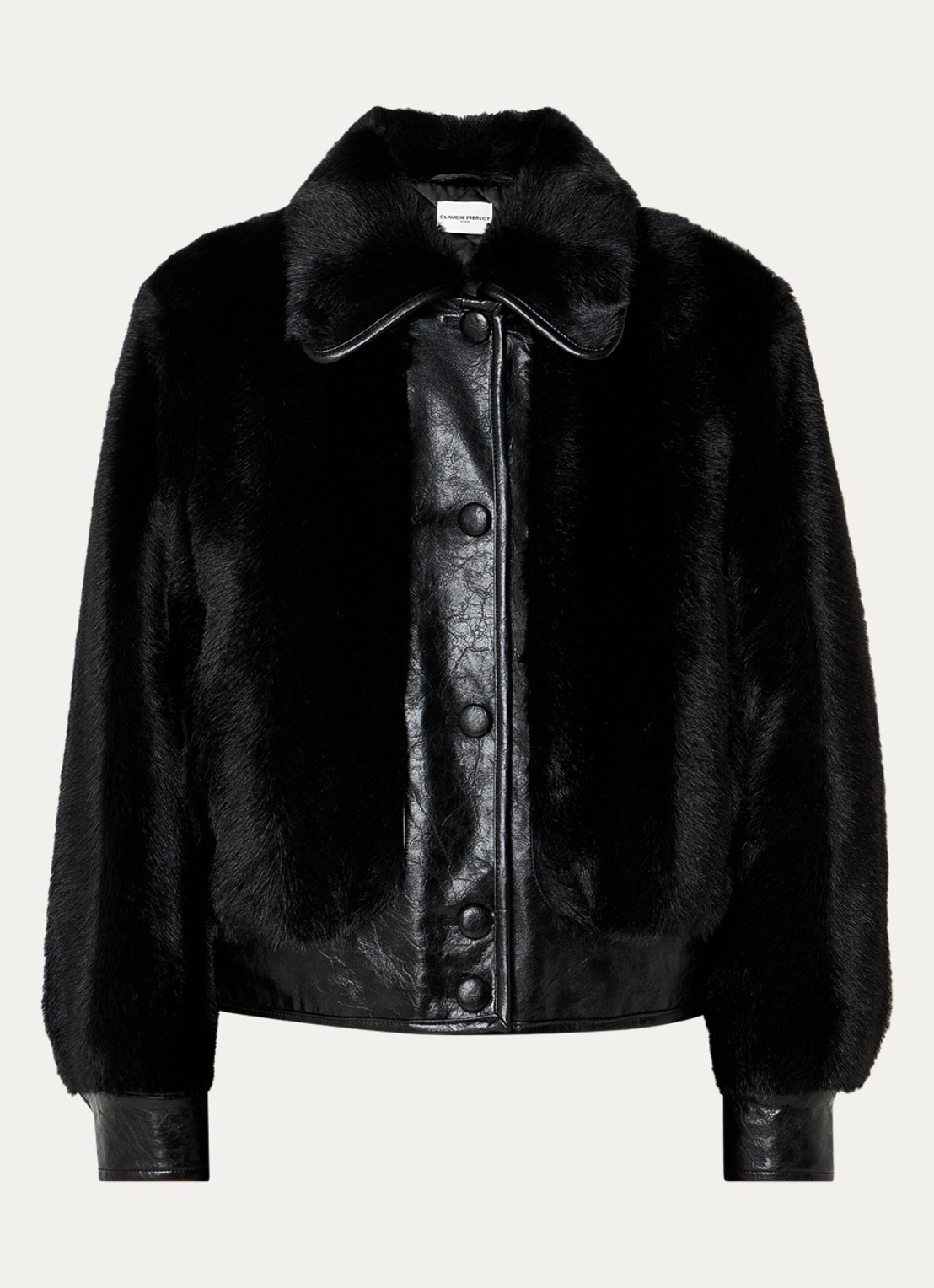 Claudie Pierlot Jack van imitatieleer met details van imitatiebont - voorkant 2 zwart