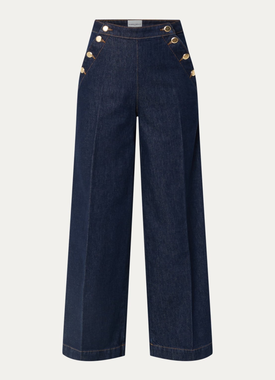 Claudie Pierlot Jeanpascal high waist straight leg jeans met donkere wassing - voorkant 3 indigo