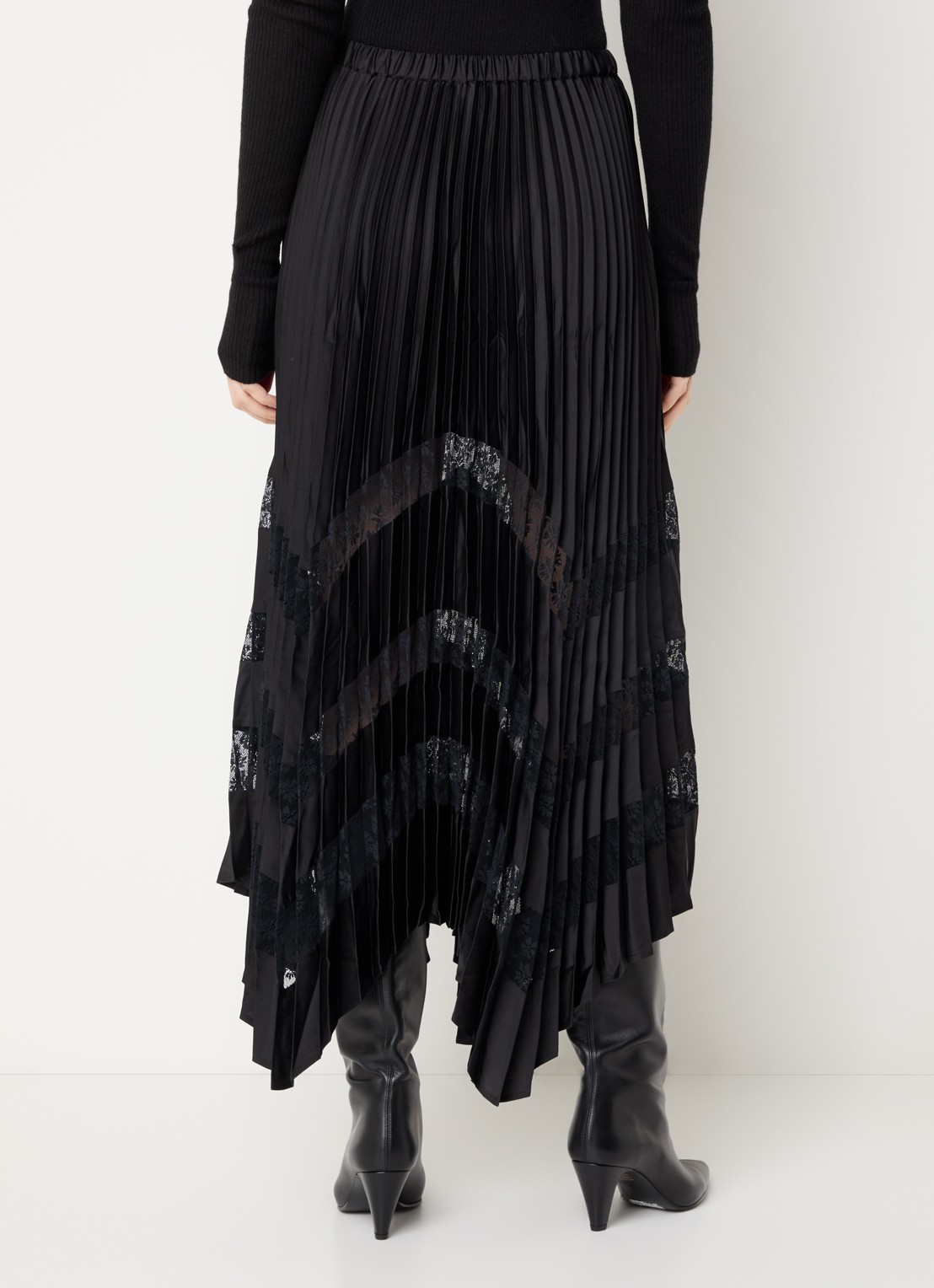 Claudie Pierlot Labelle midi rok met plissé - achterkant 4 zwart