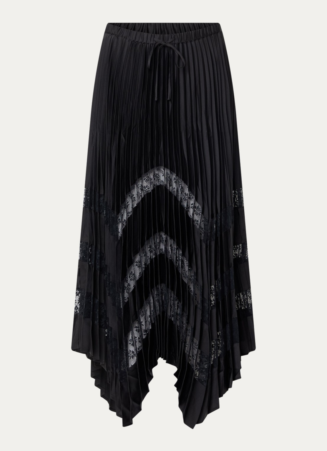 Claudie Pierlot Labelle midi rok met plissé - voorkant zwart