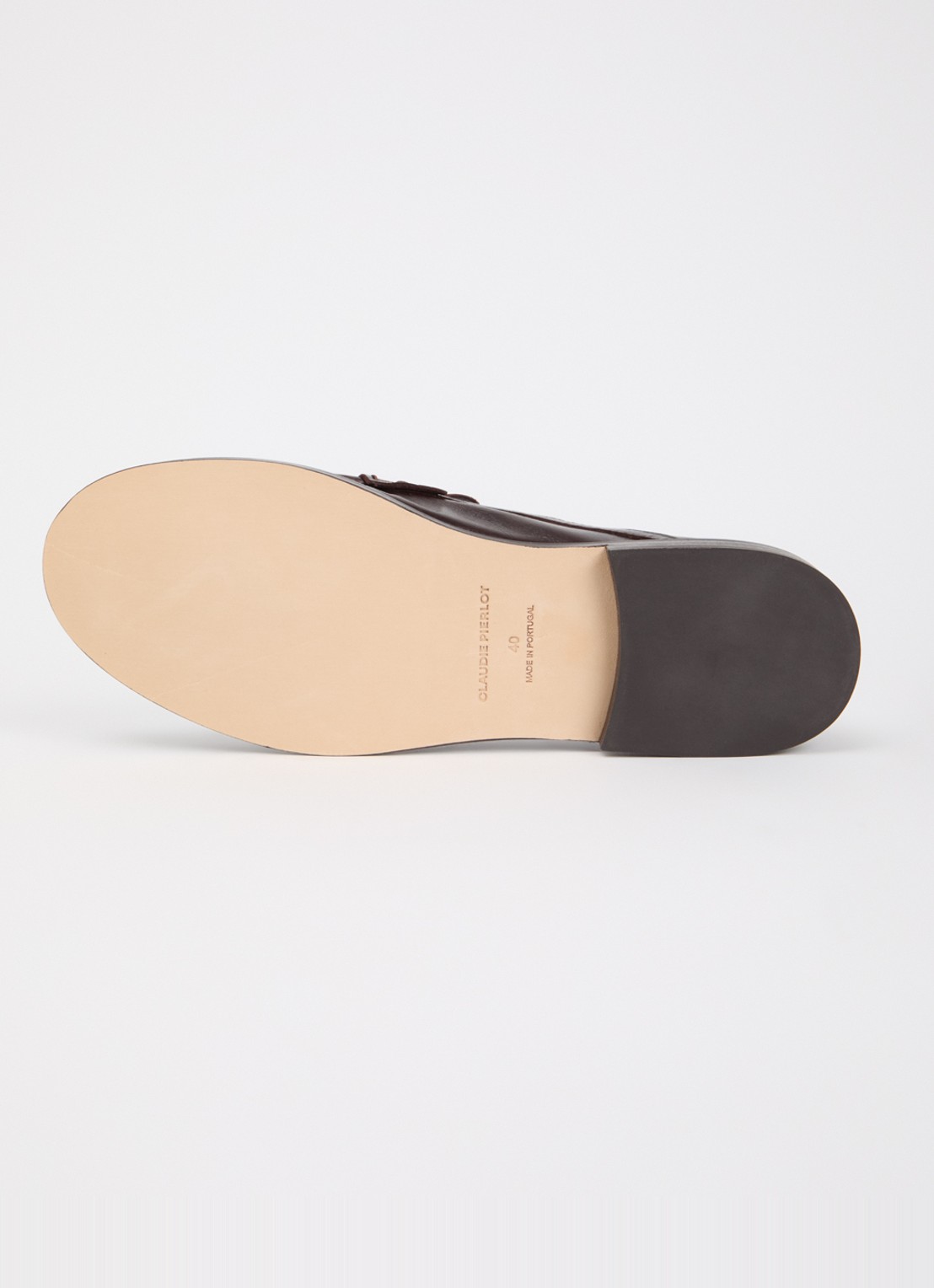 Claudie Pierlot Loafer van leer - detail 4 chocoladebruin