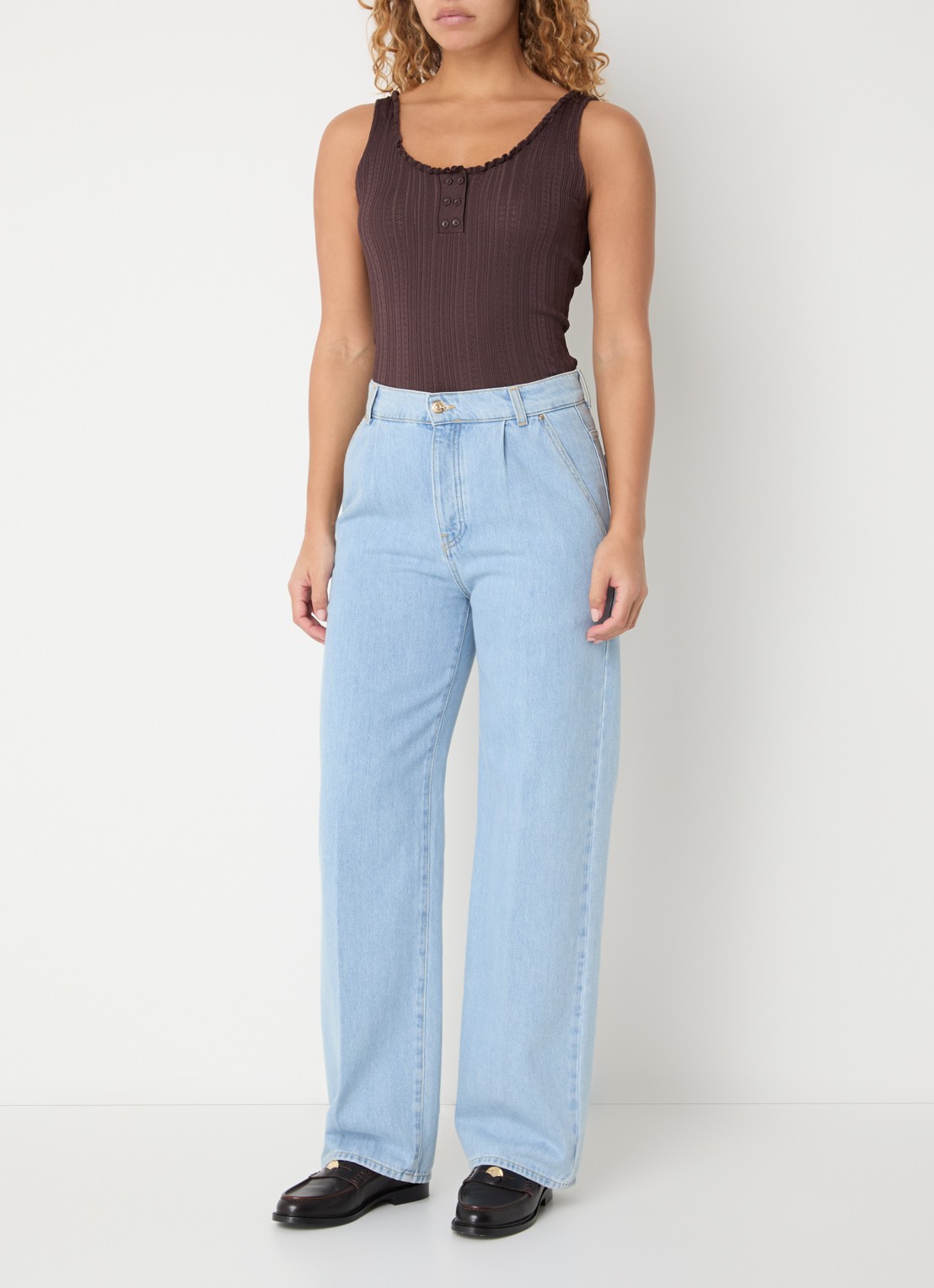 Claudie Pierlot Magnolia tanktop met ribstructuur - voorkant 3 bruin