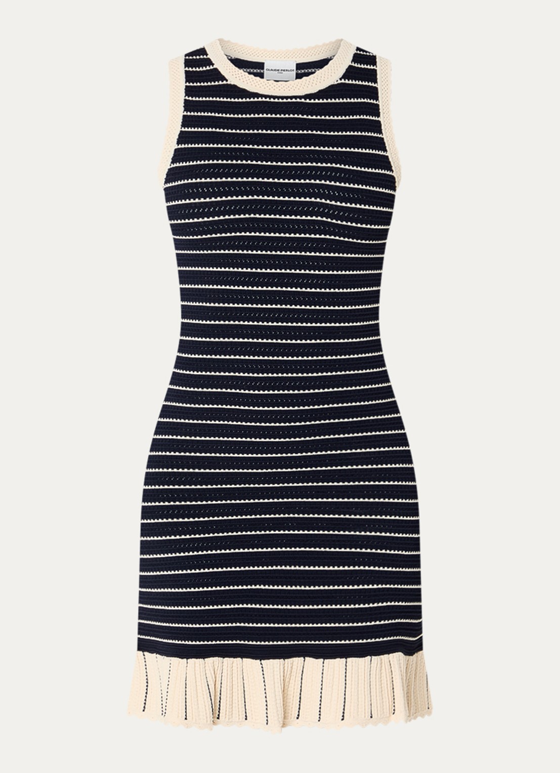 Claudie Pierlot Majana mini jurk met streepprint - voorkant 2 donkerblauw