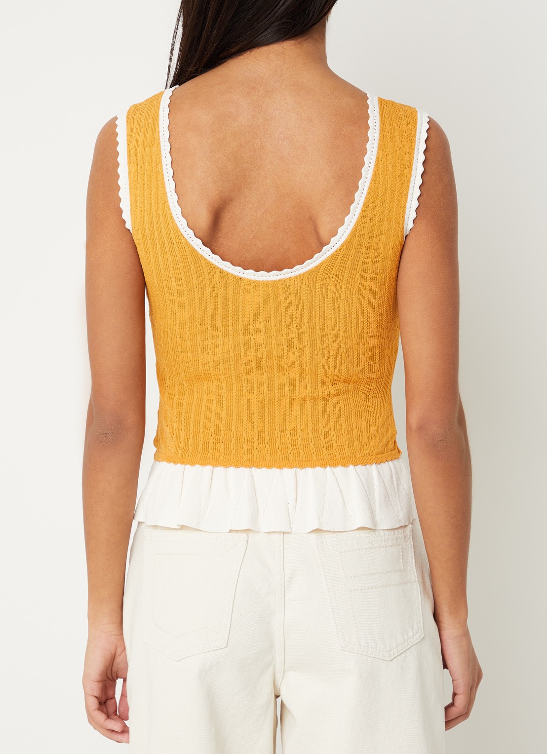 Claudie Pierlot Majo kabelgebreide tanktop met volant - achterkant oranje