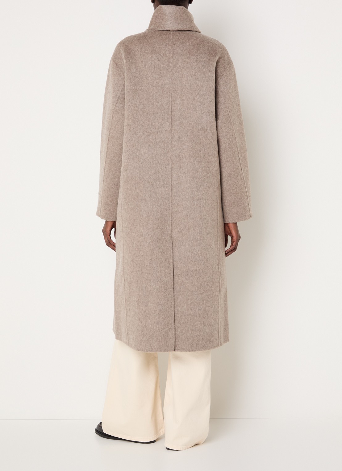 Claudie Pierlot Mantel in alpaca wolblend met afneembare sjaalkraag - achterkant 3 taupe