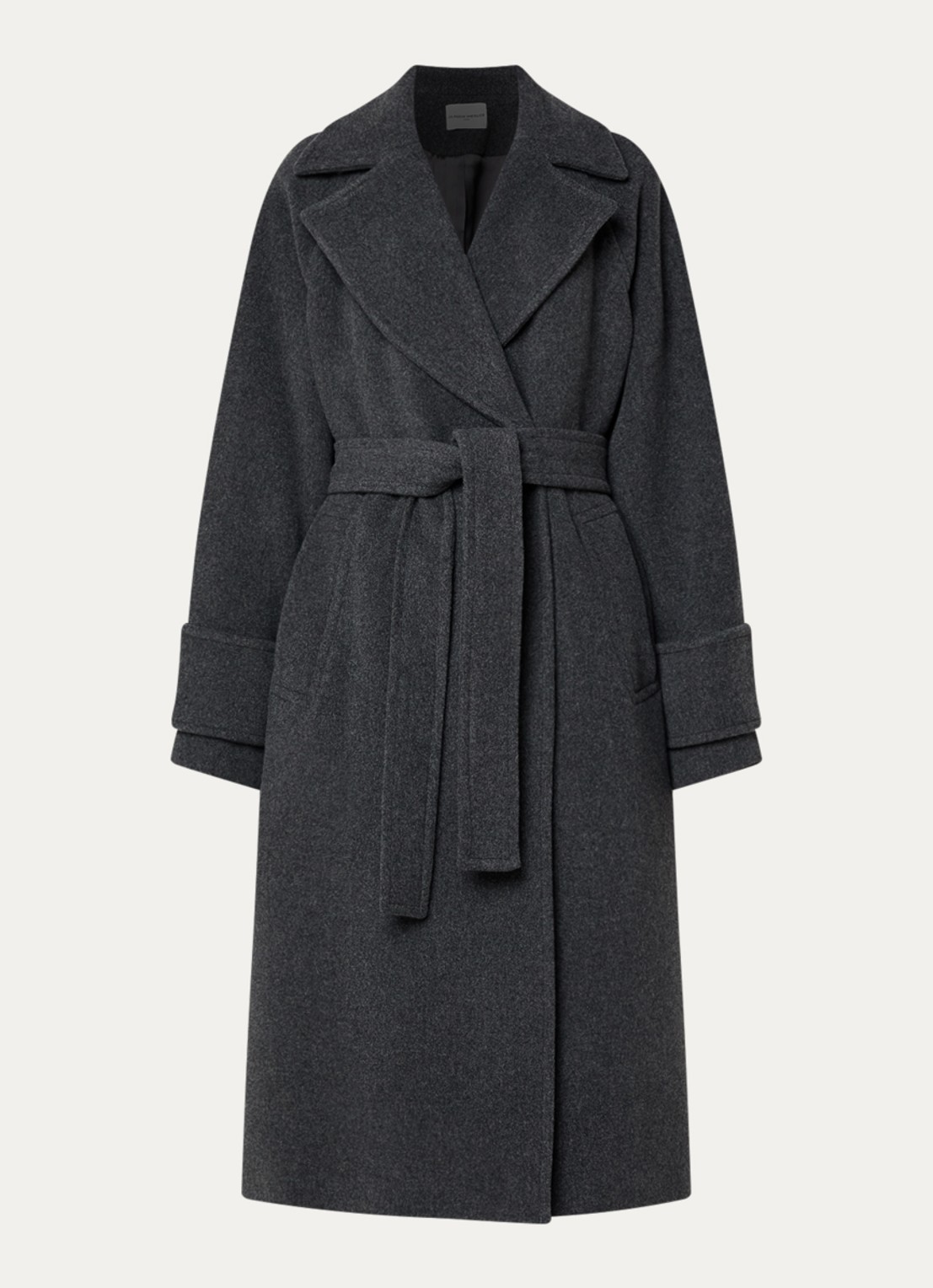 Claudie Pierlot Mantel in wolblend met ceintuur - voorkant 3 grijs