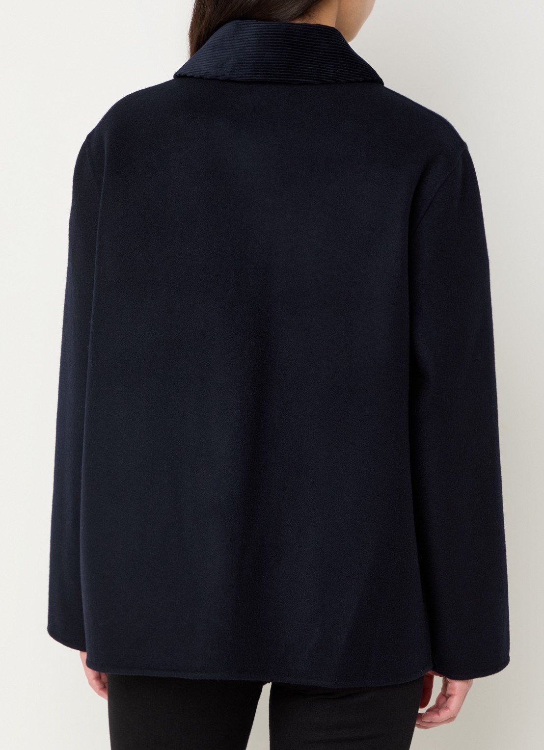 Claudie Pierlot Mantel in wolblend met opgestikte zakken - achterkant donkerblauw