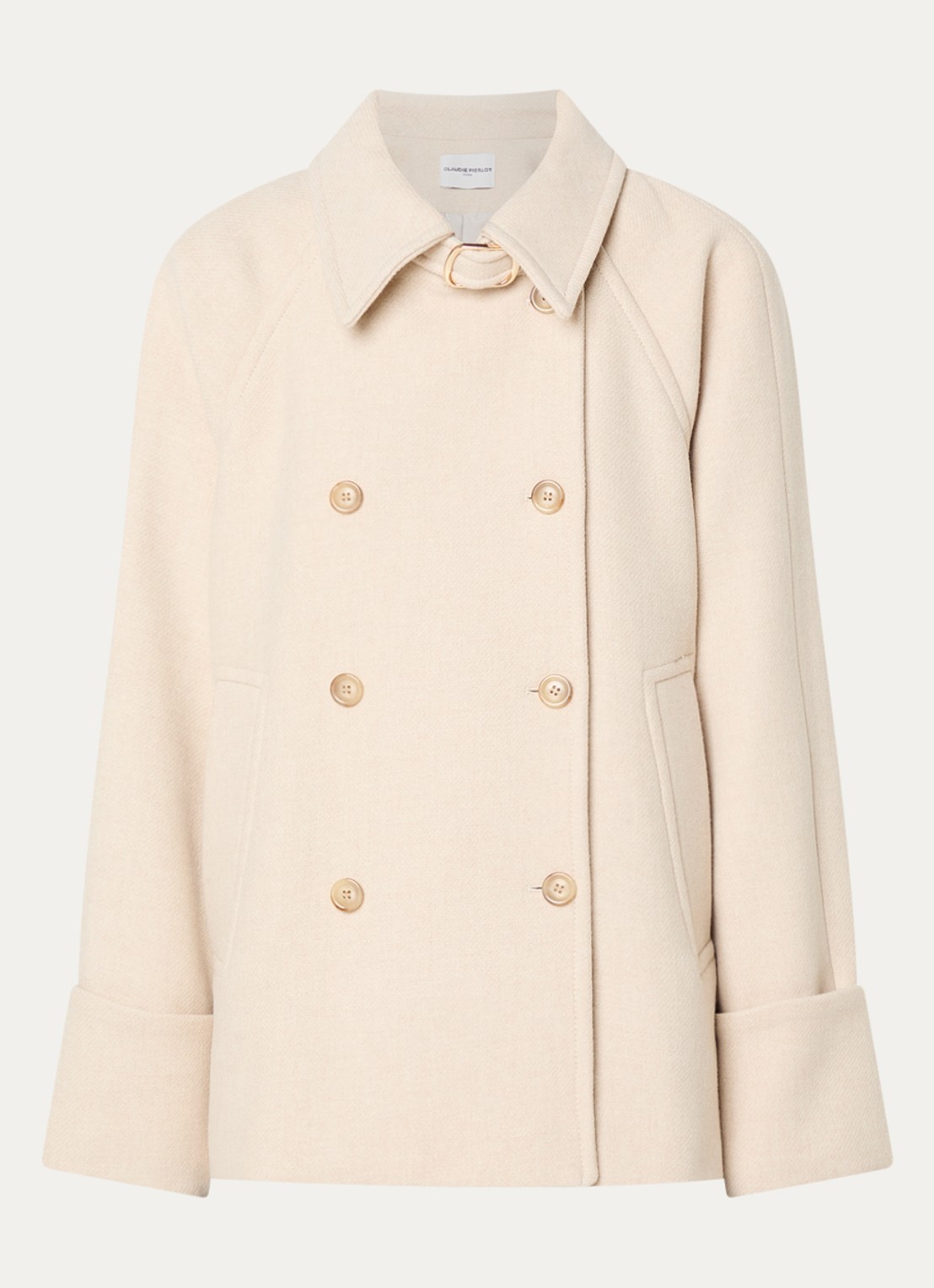 Claudie Pierlot Mantel in wolblend met steekzakken - voorkant 3 beige