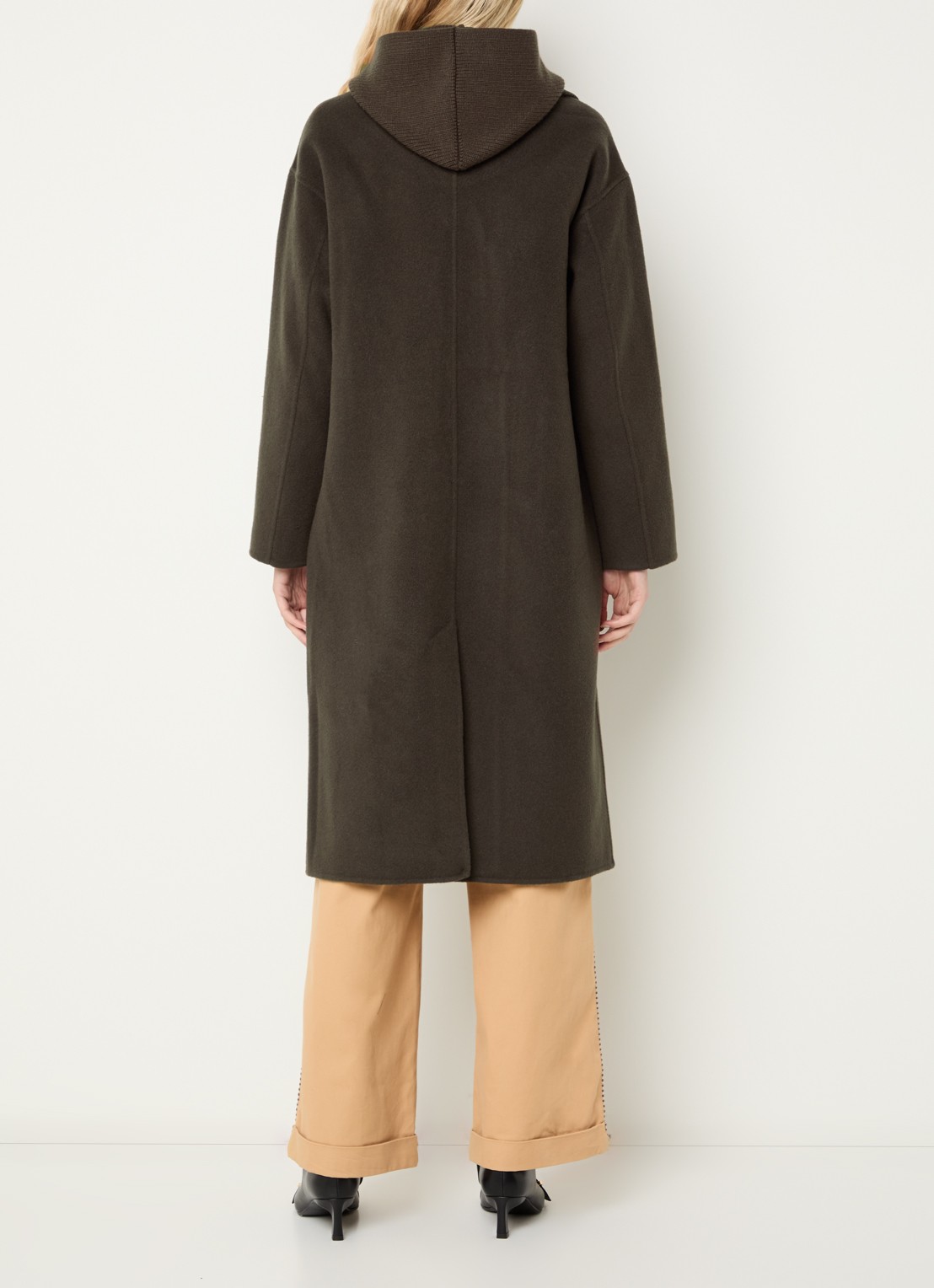 Claudie Pierlot Mantel in wolblend met uitneembare voering - achterkant 4 donkerbruin