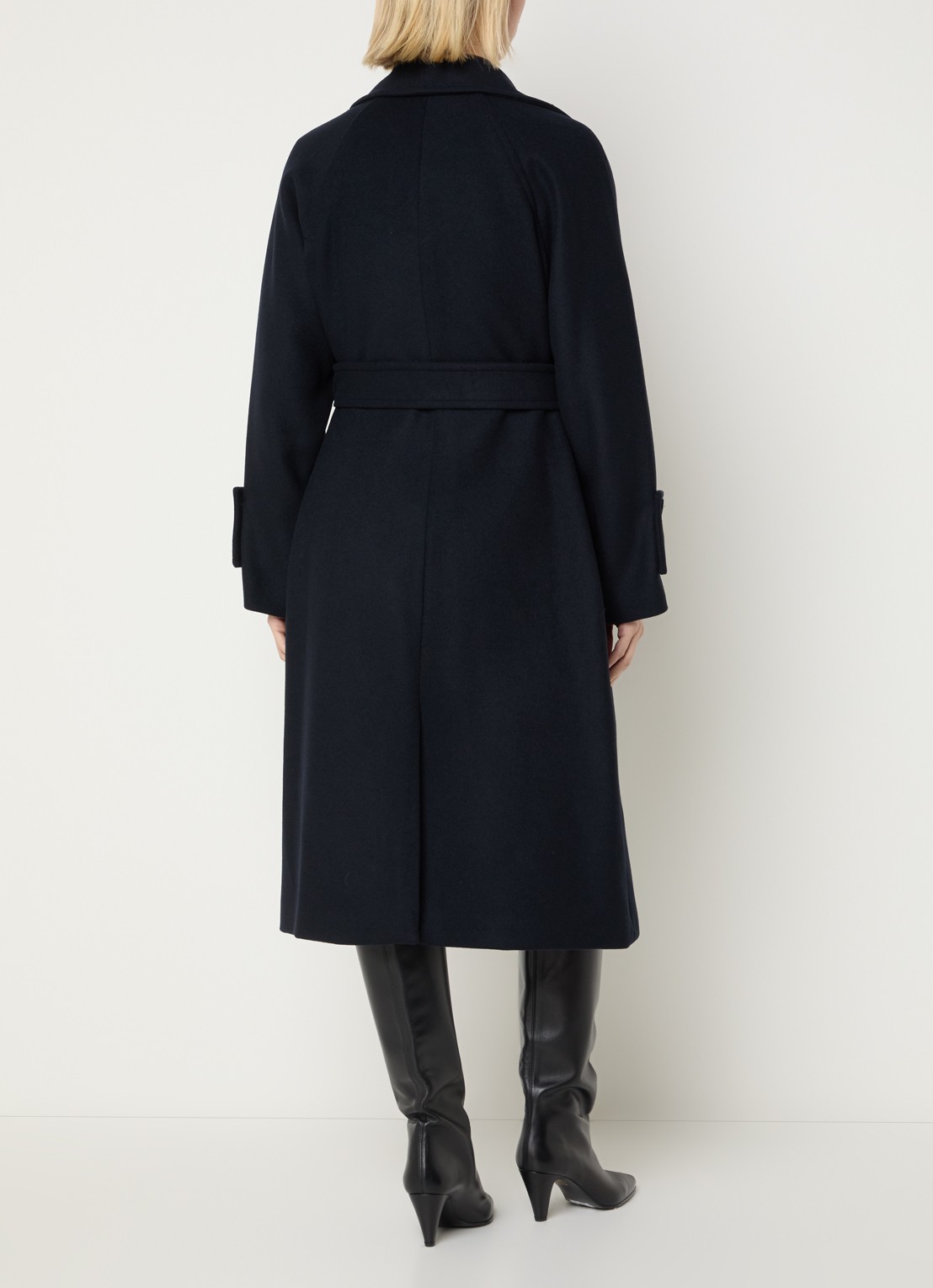 Claudie Pierlot Mantel met strikceintuur - achterkant donkerblauw