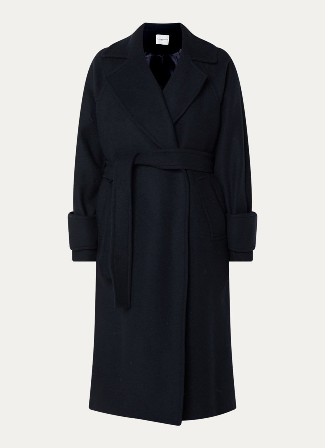 Claudie Pierlot Mantel met strikceintuur - voorkant 2 donkerblauw