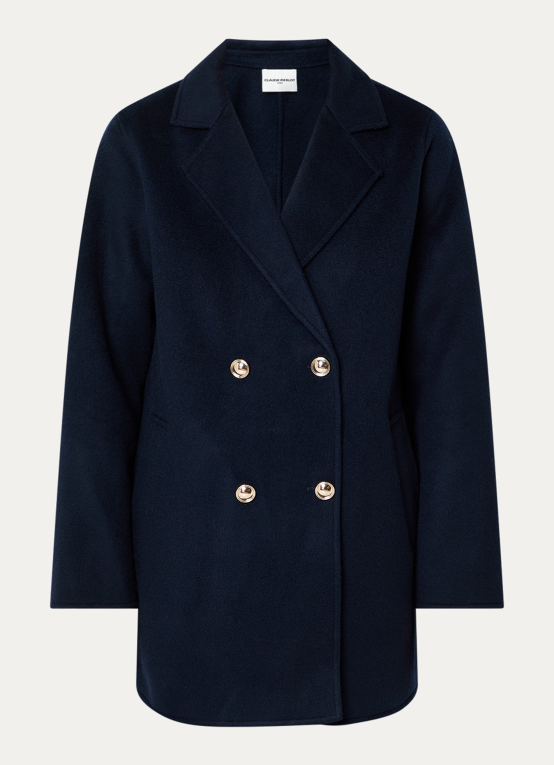 Claudie Pierlot Mantel van wol - voorkant 3 donkerblauw