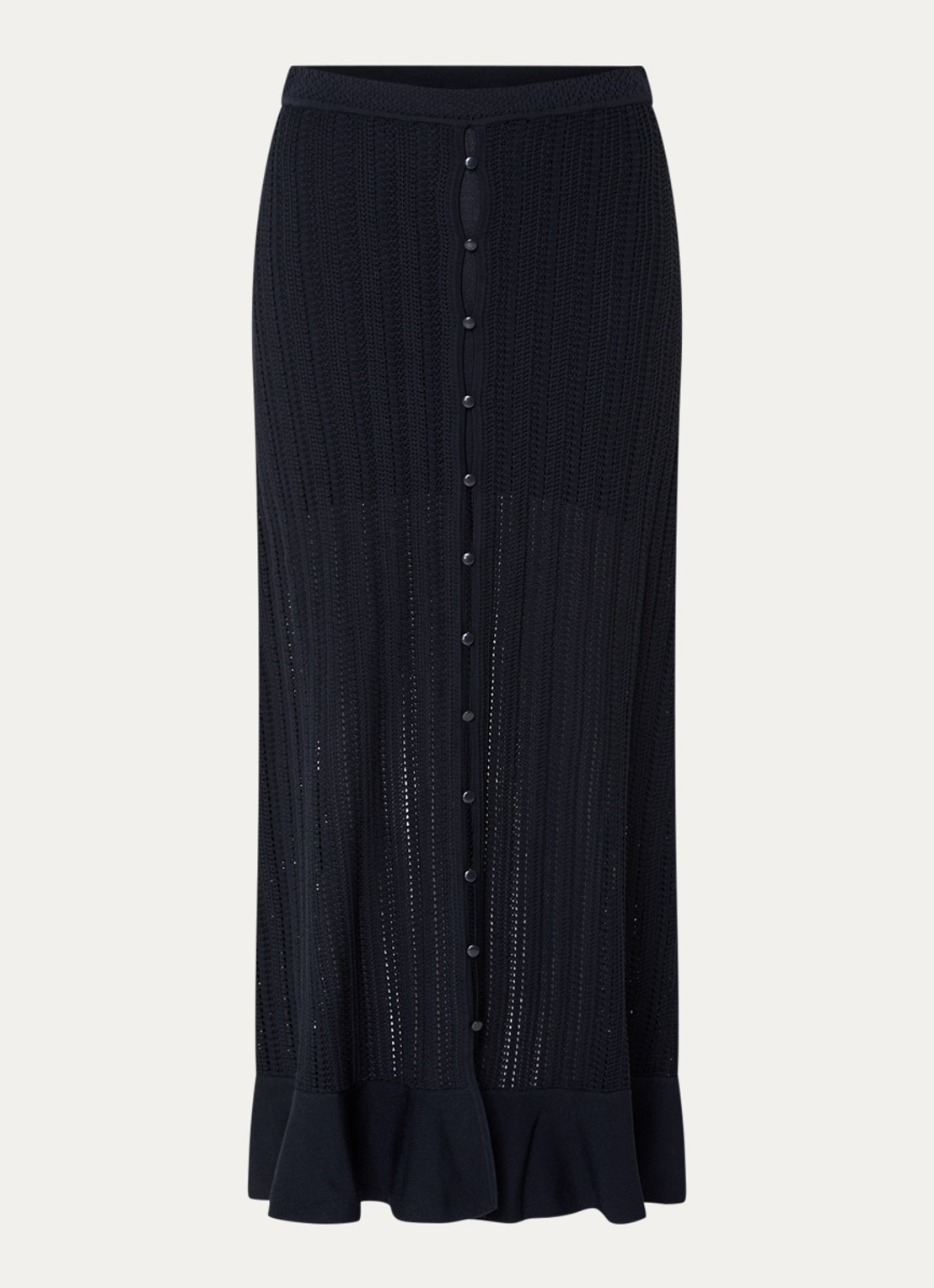 Claudie Pierlot Marc grofgebreide midi rok met sierknopen - voorkant 2 donkerblauw
