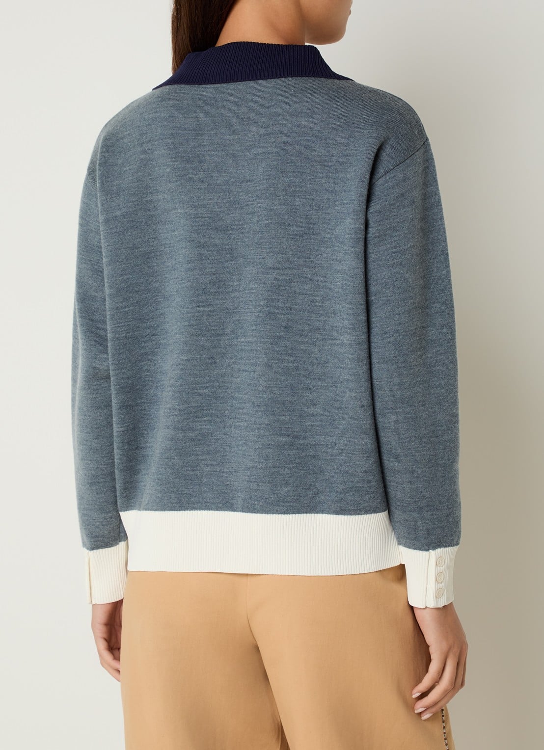 Claudie Pierlot Marinette sweater met kraag - achterkant 2 staalblauw