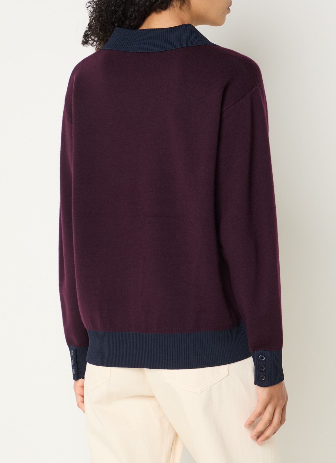 Claudie Pierlot Marinette sweater met kraag - achterkant 4 middengrijs