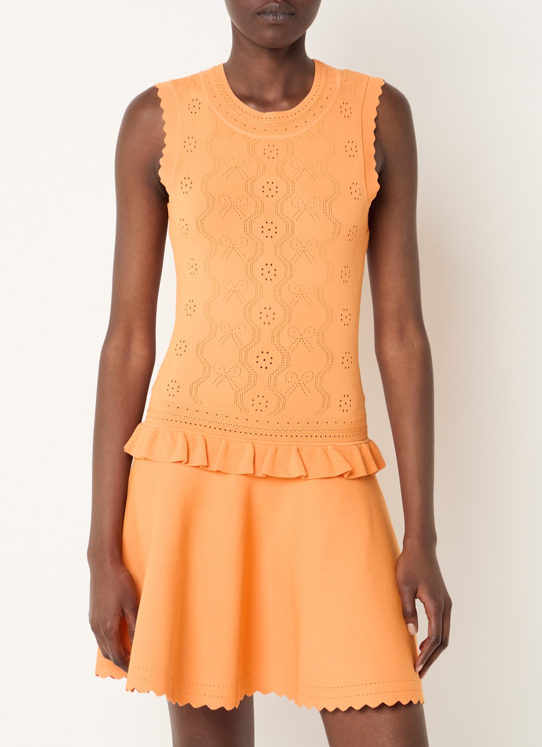Claudie Pierlot Martin fijngebreide mini jurk - detail oranje