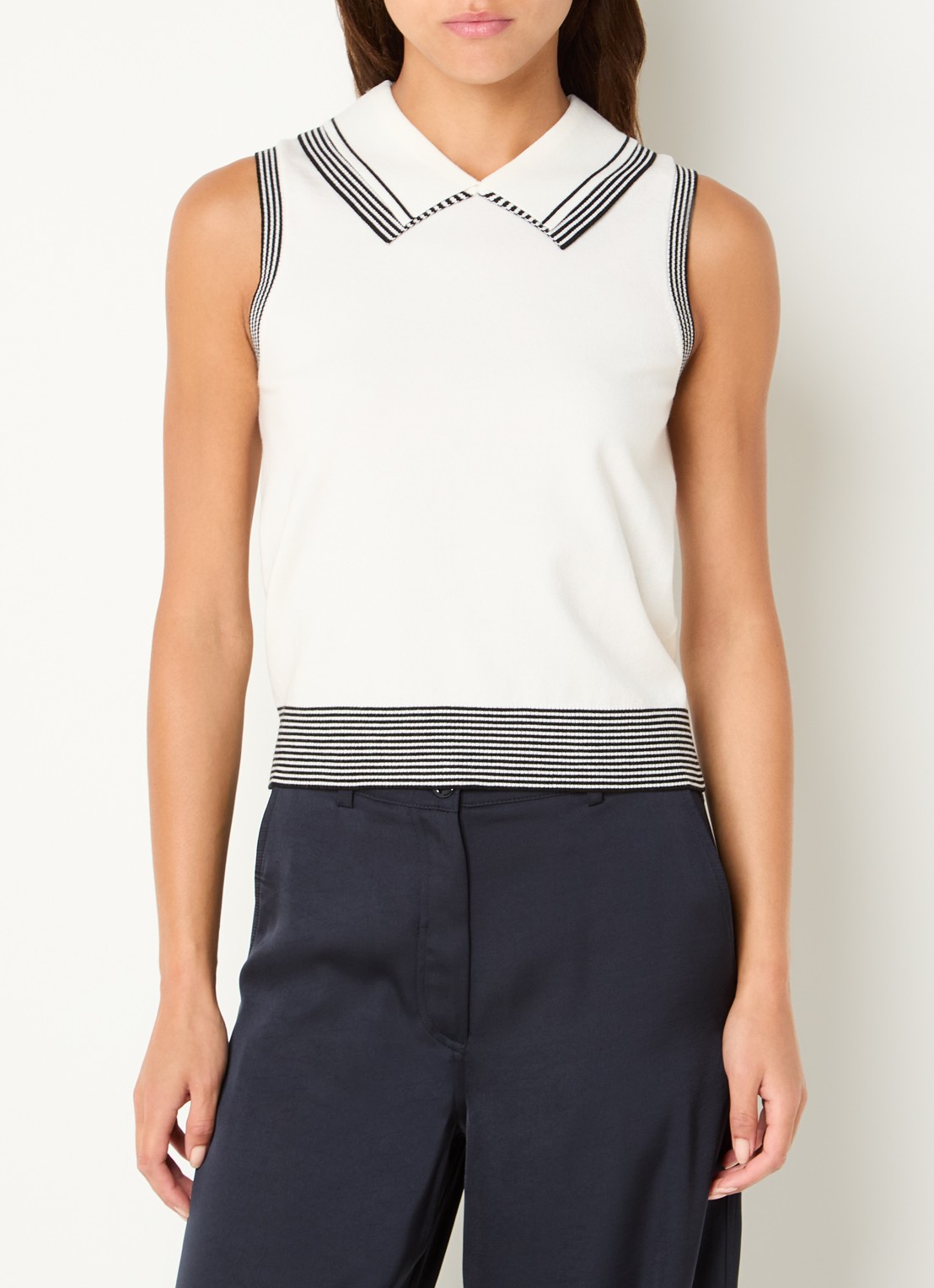 Claudie Pierlot Mathys fijngebreide mouwloze top met kraag - detail 3 wit