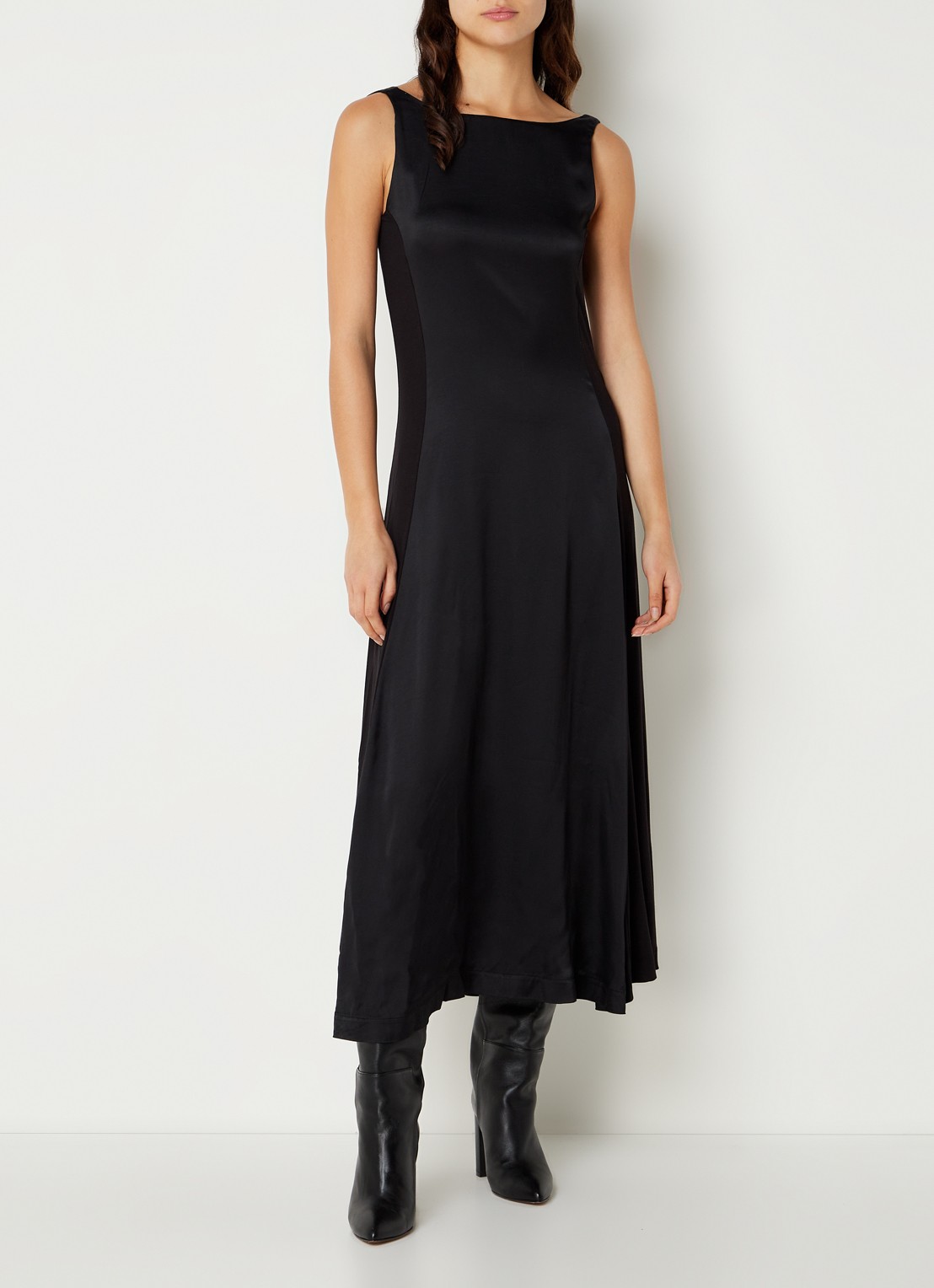 Claudie Pierlot Maxi A-lijn jurk met contraststof - achterkant 4 zwart