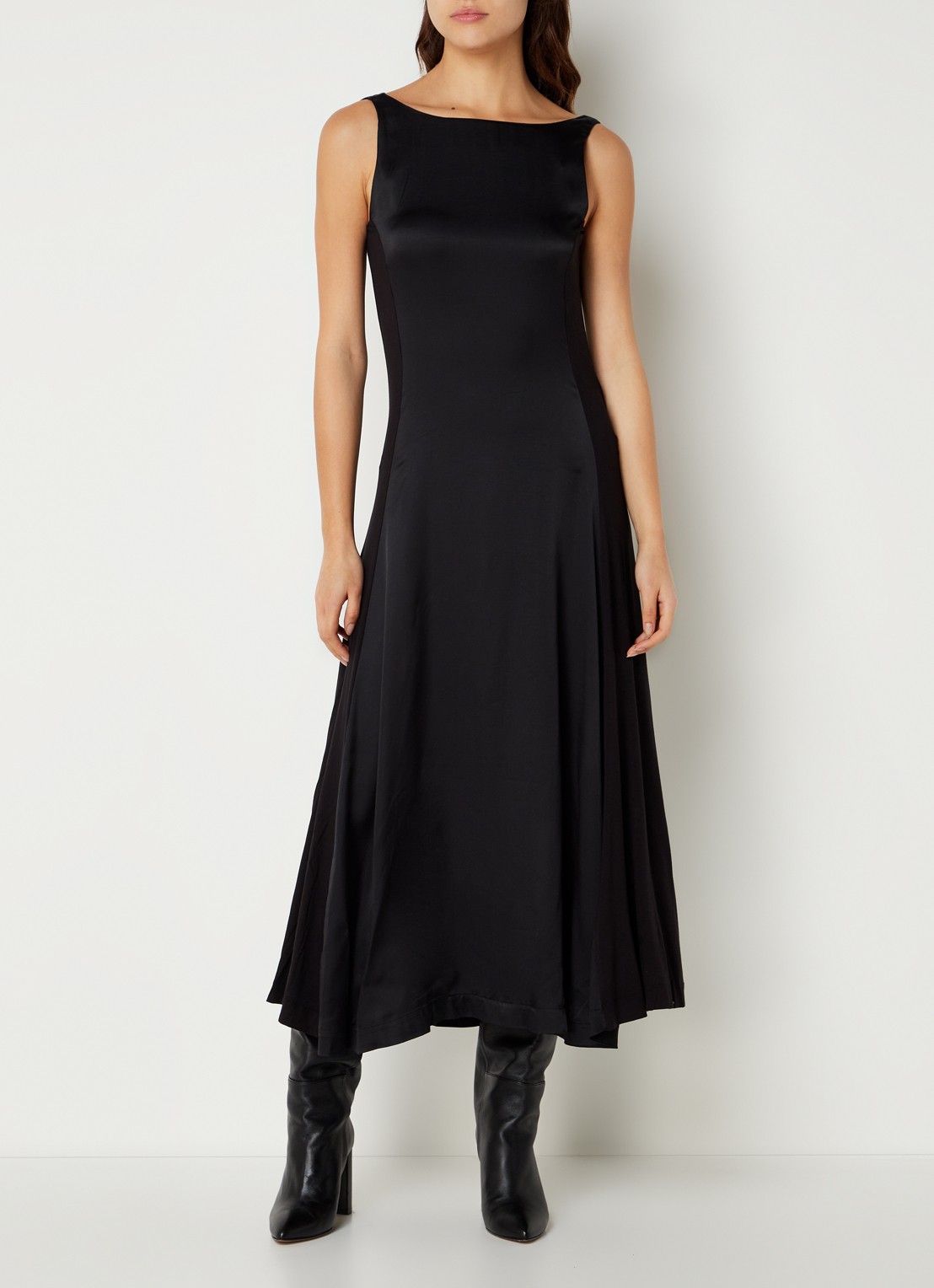 Claudie Pierlot Maxi A-lijn jurk met contraststof - detail 3 zwart