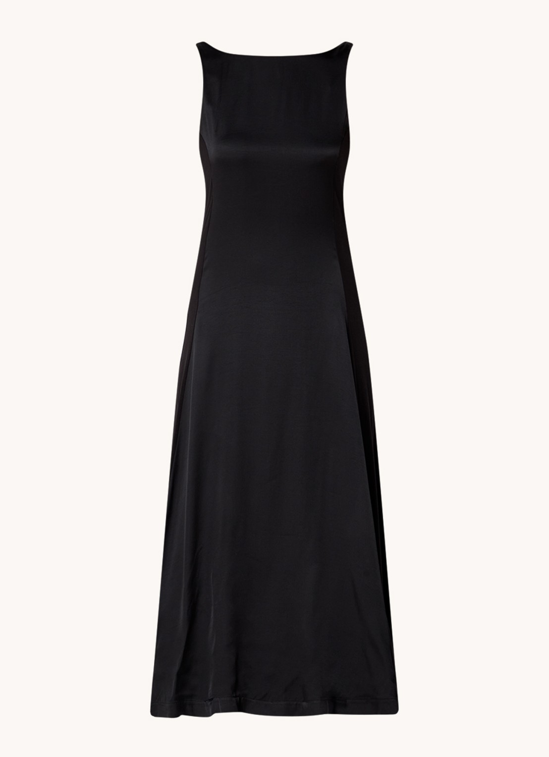 Claudie Pierlot Maxi A-lijn jurk met contraststof - voorkant zwart