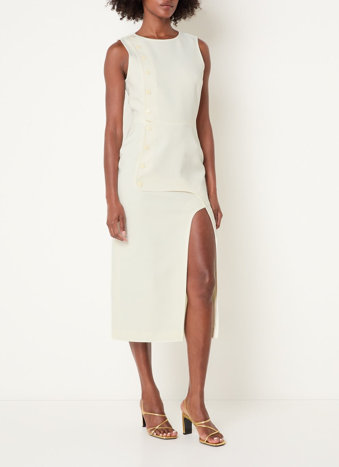 Claudie Pierlot Maxi blazerjurk met split - detail gebroken wit