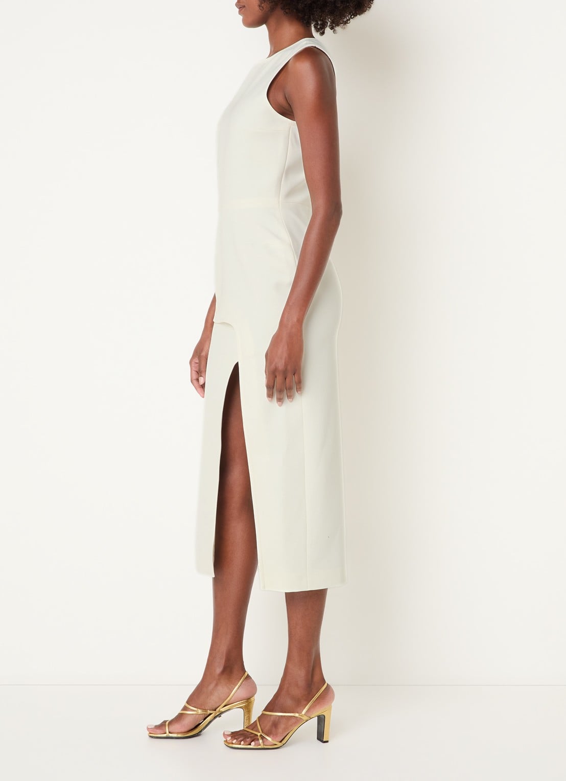 Claudie Pierlot Maxi blazerjurk met split - voorkant 4 gebroken wit