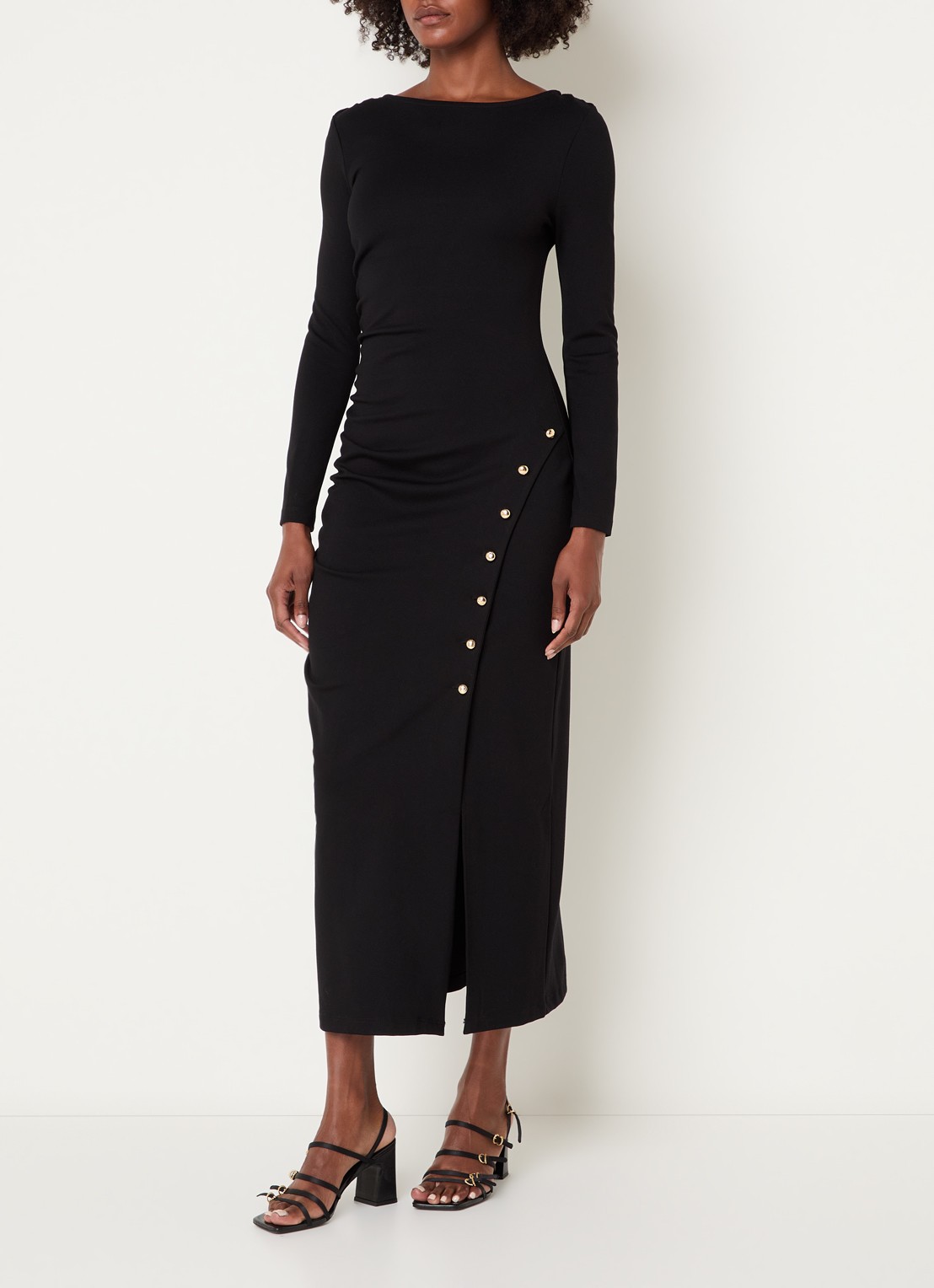 Claudie Pierlot Maxi jurk met boothals - detail zwart