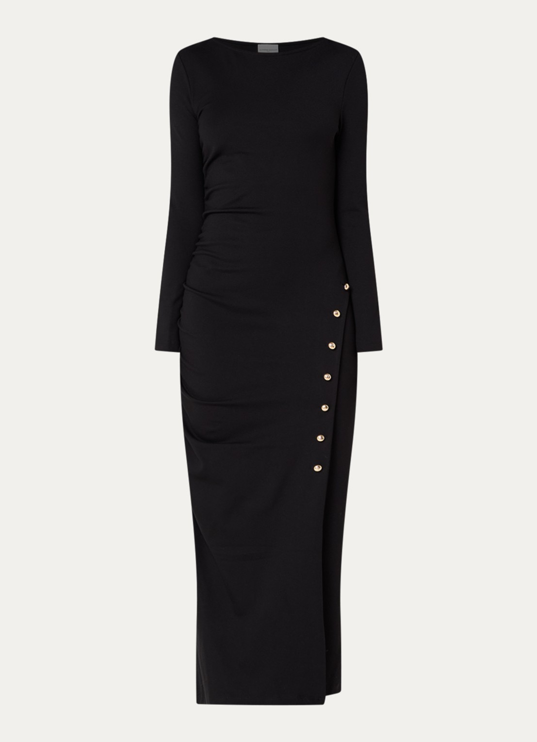 Claudie Pierlot Maxi jurk met boothals - voorkant 3 zwart