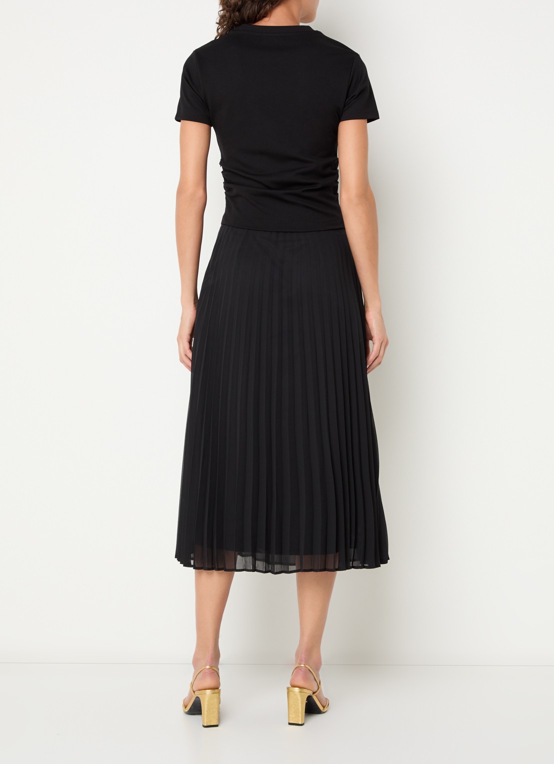 Claudie Pierlot Maxi jurk met plissé - achterkant 2 zwart