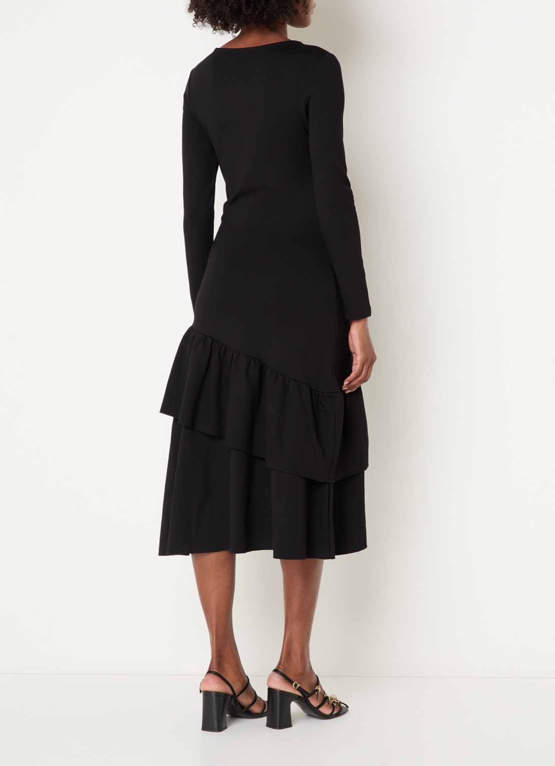 Claudie Pierlot Maxi jurk met volant - achterkant 3 zwart