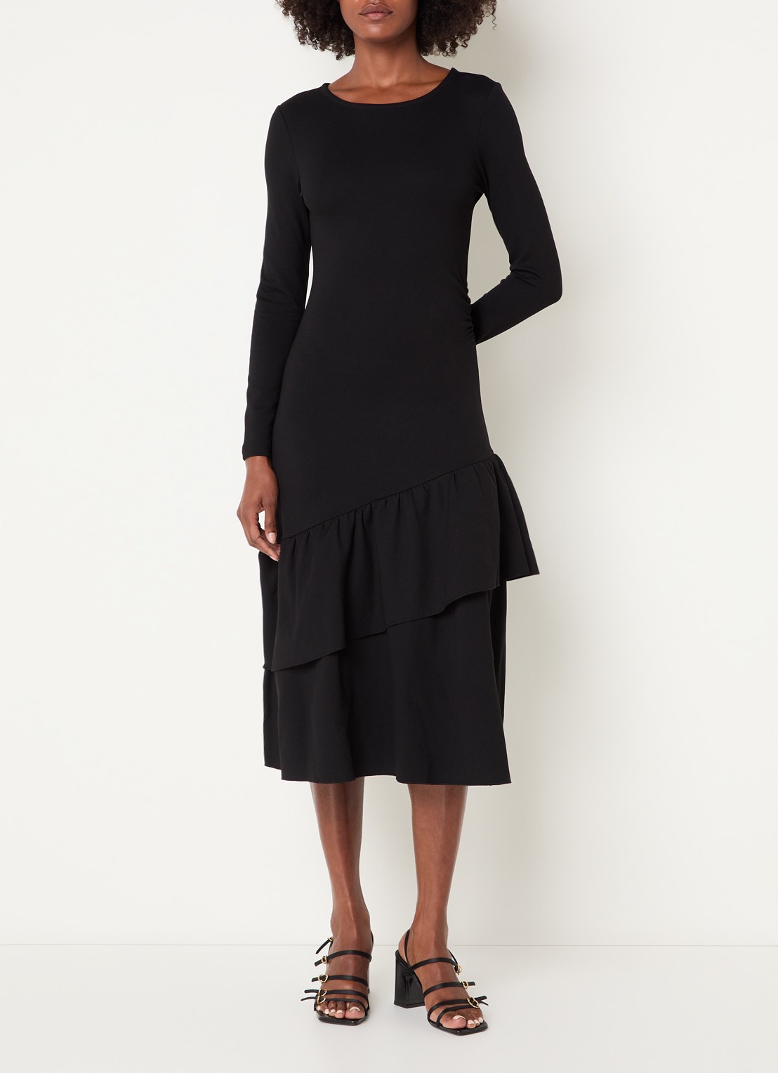 Claudie Pierlot Maxi jurk met volant - detail 4 zwart