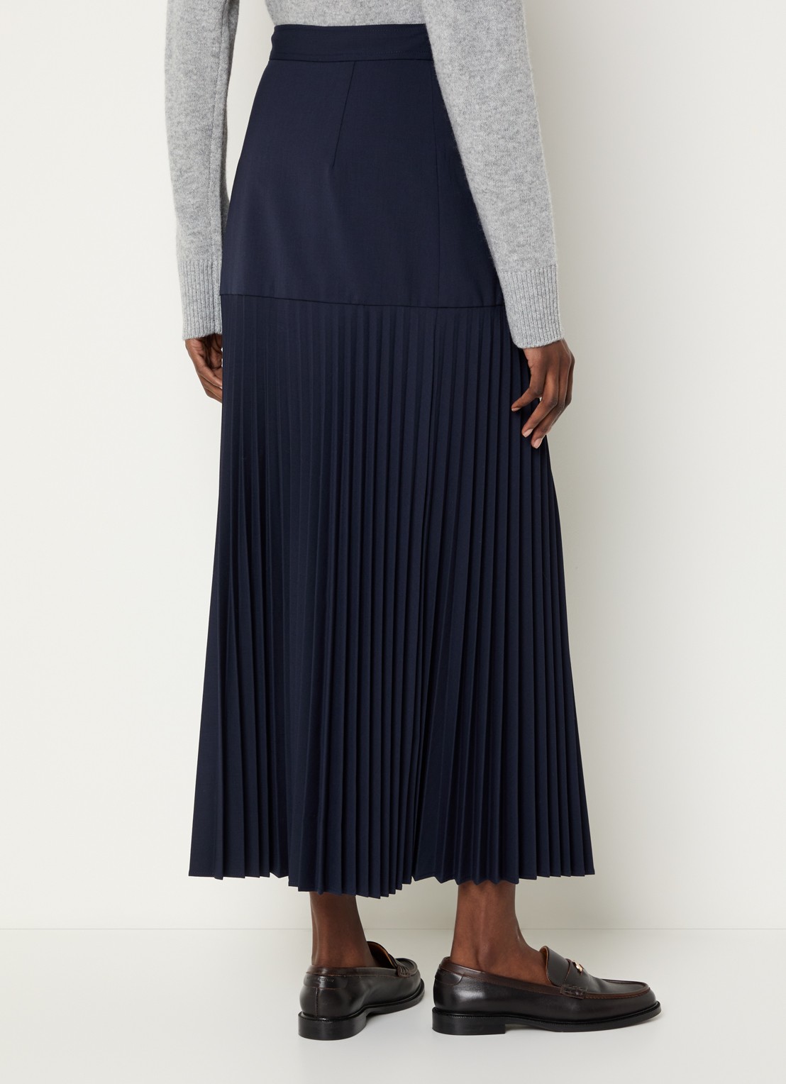 Claudie Pierlot Maxi rok met plooien - achterkant 2 donkerblauw