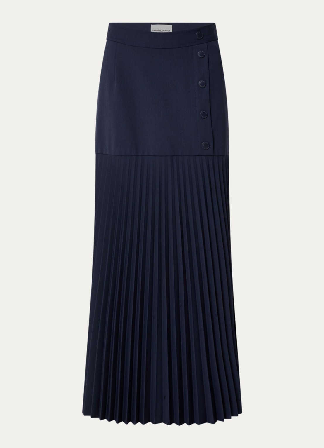 Claudie Pierlot Maxi rok met plooien - voorkant 3 donkerblauw