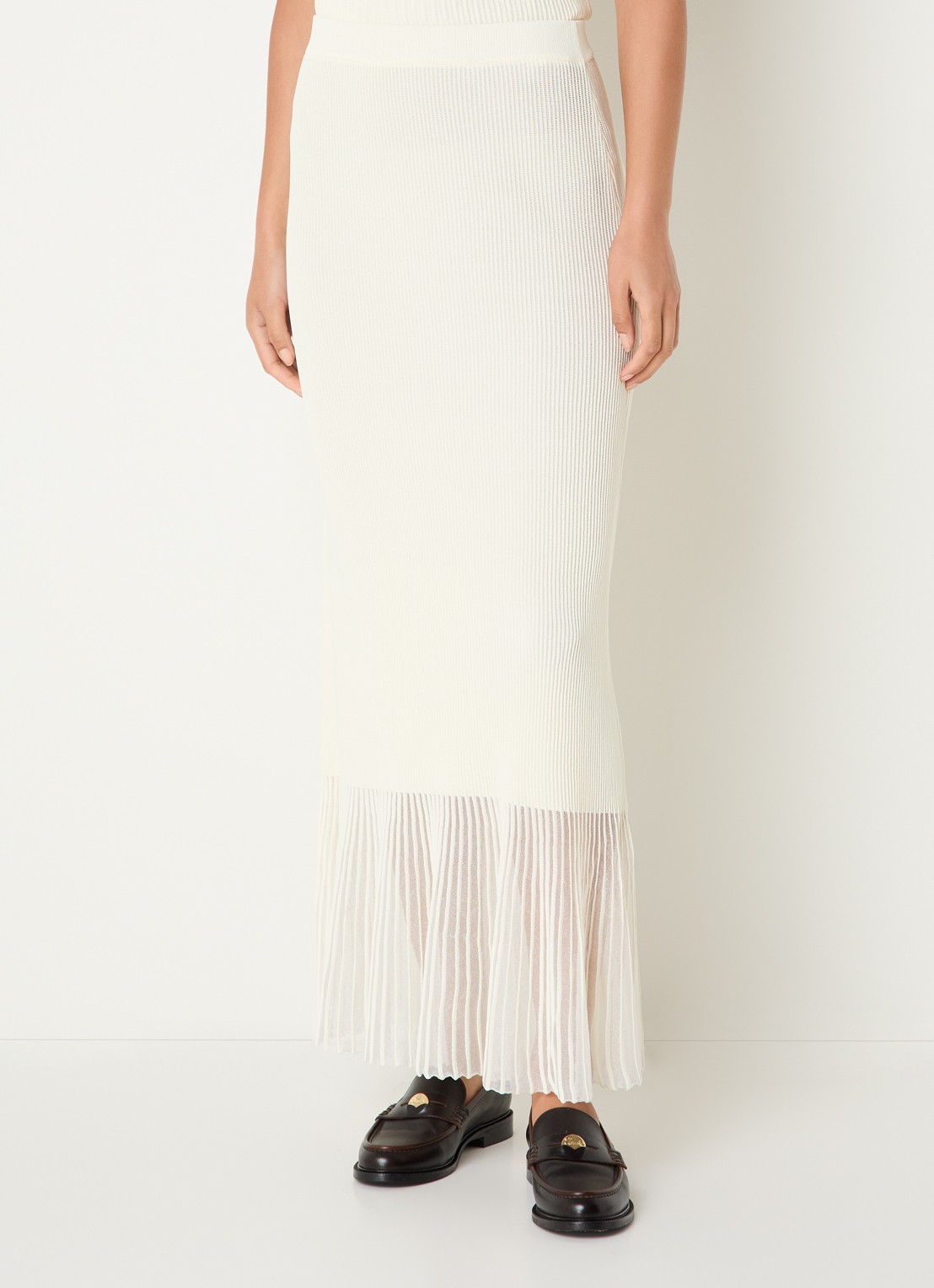 Claudie Pierlot Maxi rok met ribstructuur - detail 2 gebroken wit