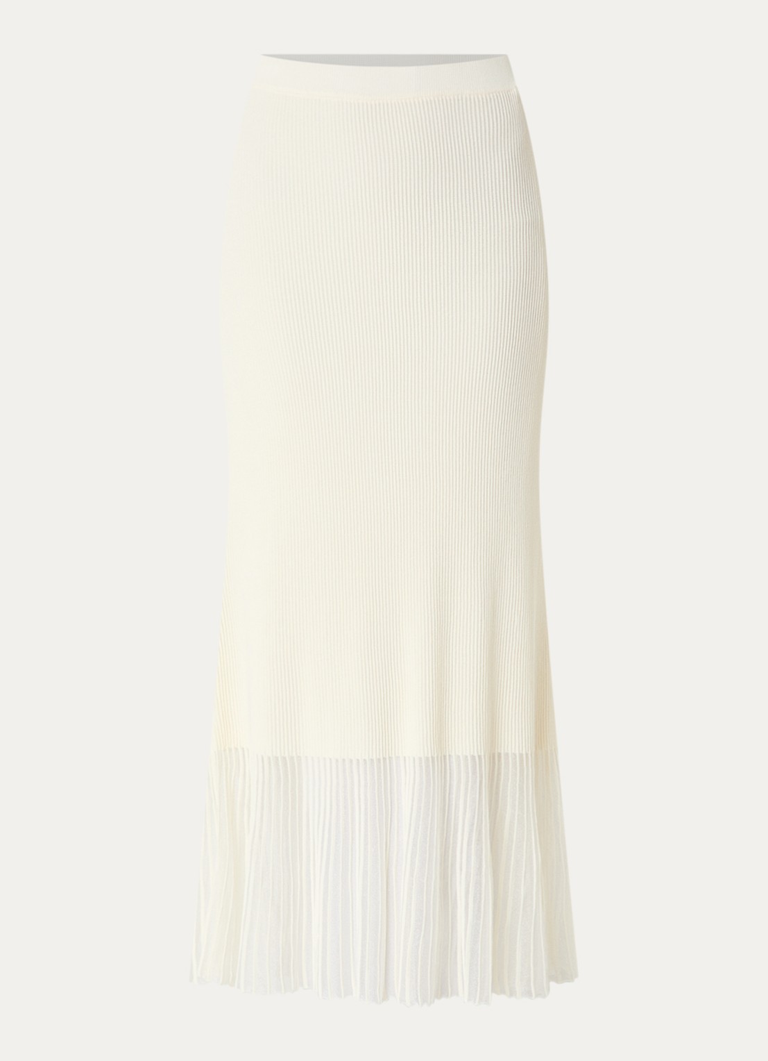 Claudie Pierlot Maxi rok met ribstructuur - voorkant 3 gebroken wit